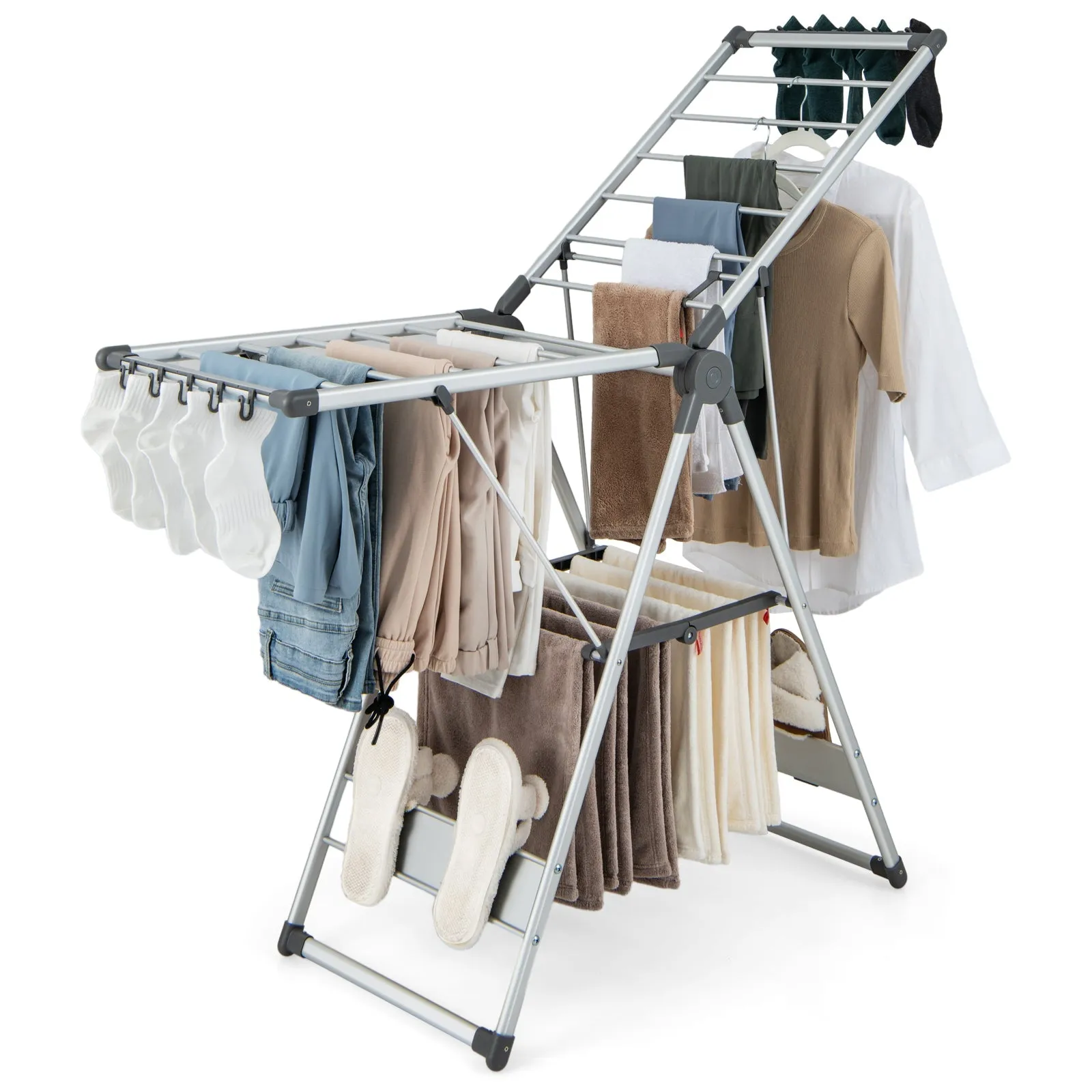 2-Layer Aluminum Folding Clothes Drying Rack