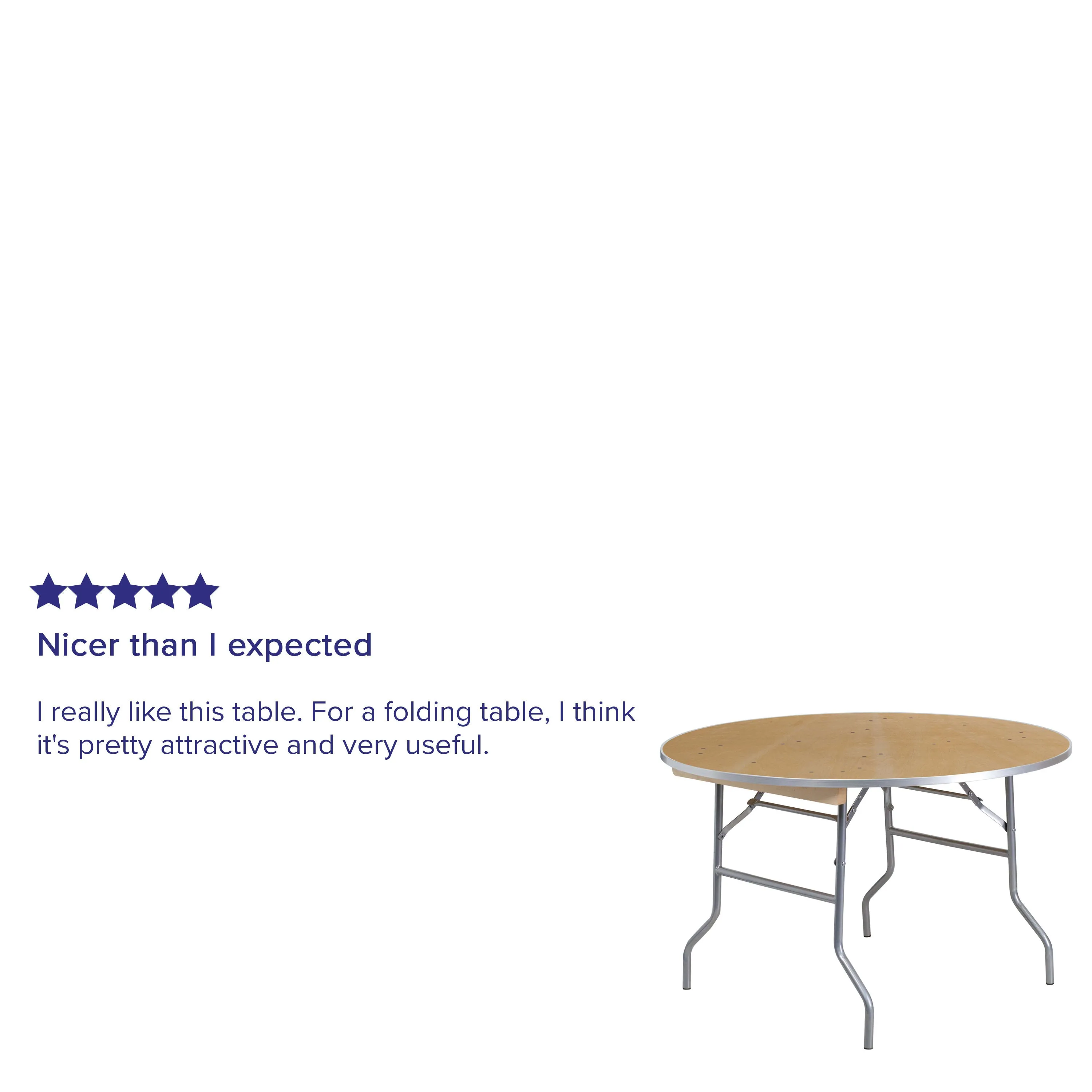 4-Foot Round HEAVY DUTY Birchwood Folding Banquet Table with METAL Edges