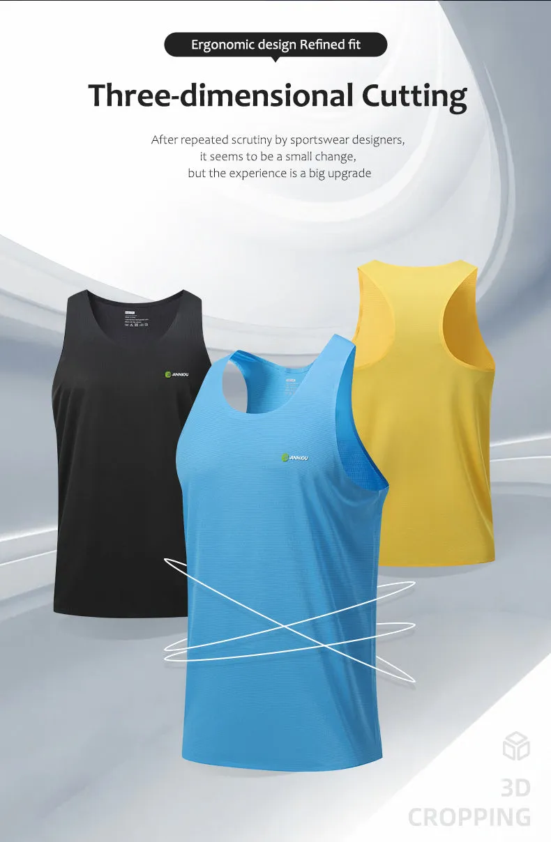 ANNIOU New Sports Vest For Unisex Lightweight Quick-drying Breathable Training Marathon Fitness Tank Top Running Sleeveless Tops