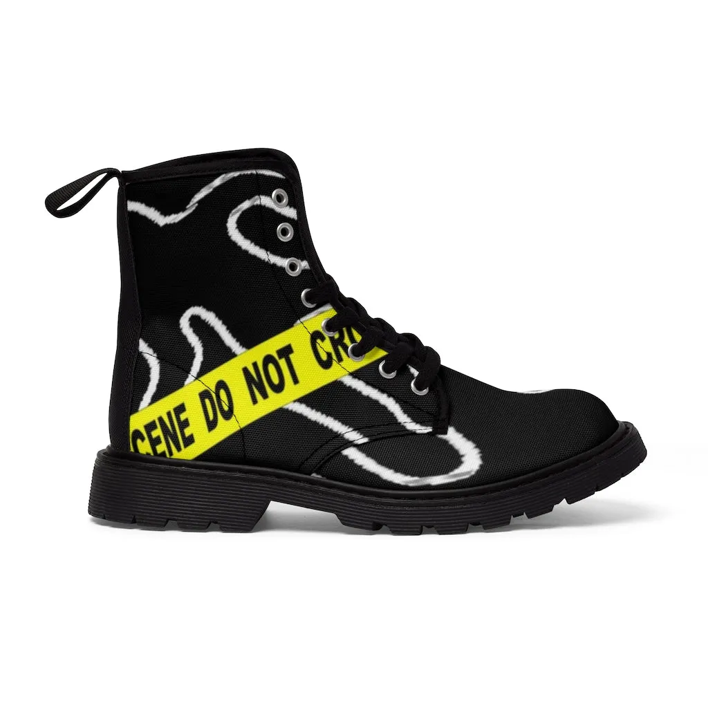 Canvas Boots AL BLUE DESIGNED ART CRIME SCENE