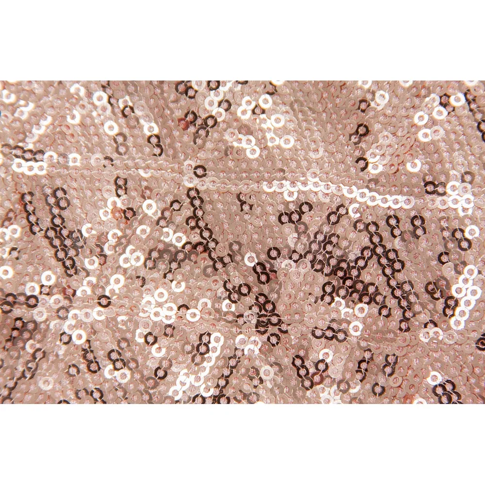 Diamond Glitz Sequin Table Overlay Topper 85"x85" square - Blush/Rose Gold