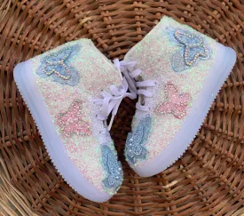 Funky N Trendy butterfly sneakers with beads detailing/kids sneakers/ butterfly shoes / kids shoes/ butterfly sneakers / pink shoes for kids/pink blue sneakers for kids