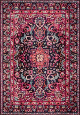 Nadia Rug in Midnight & Pink