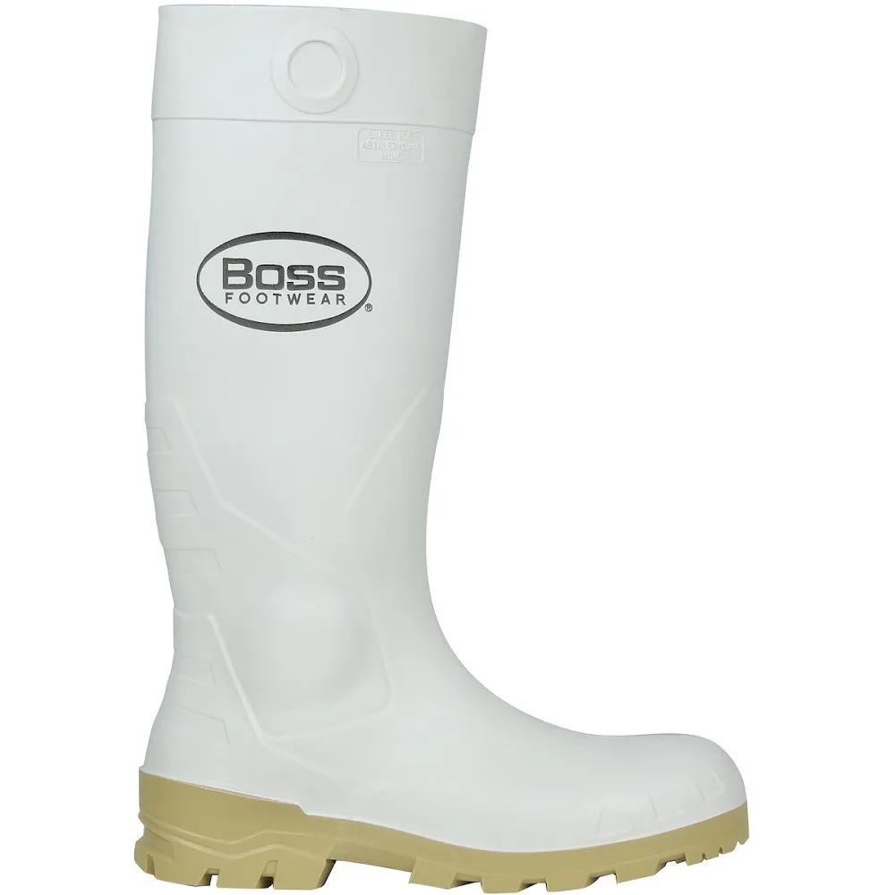 PIP Boss Footwear 382-910 16 Inch PVC Steel Toe Boot, White, 1 Pair