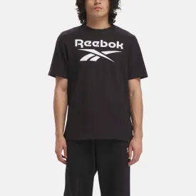 REEBOK MEN'S IDENTITY BIG STACKED LOGO BLACK TEE