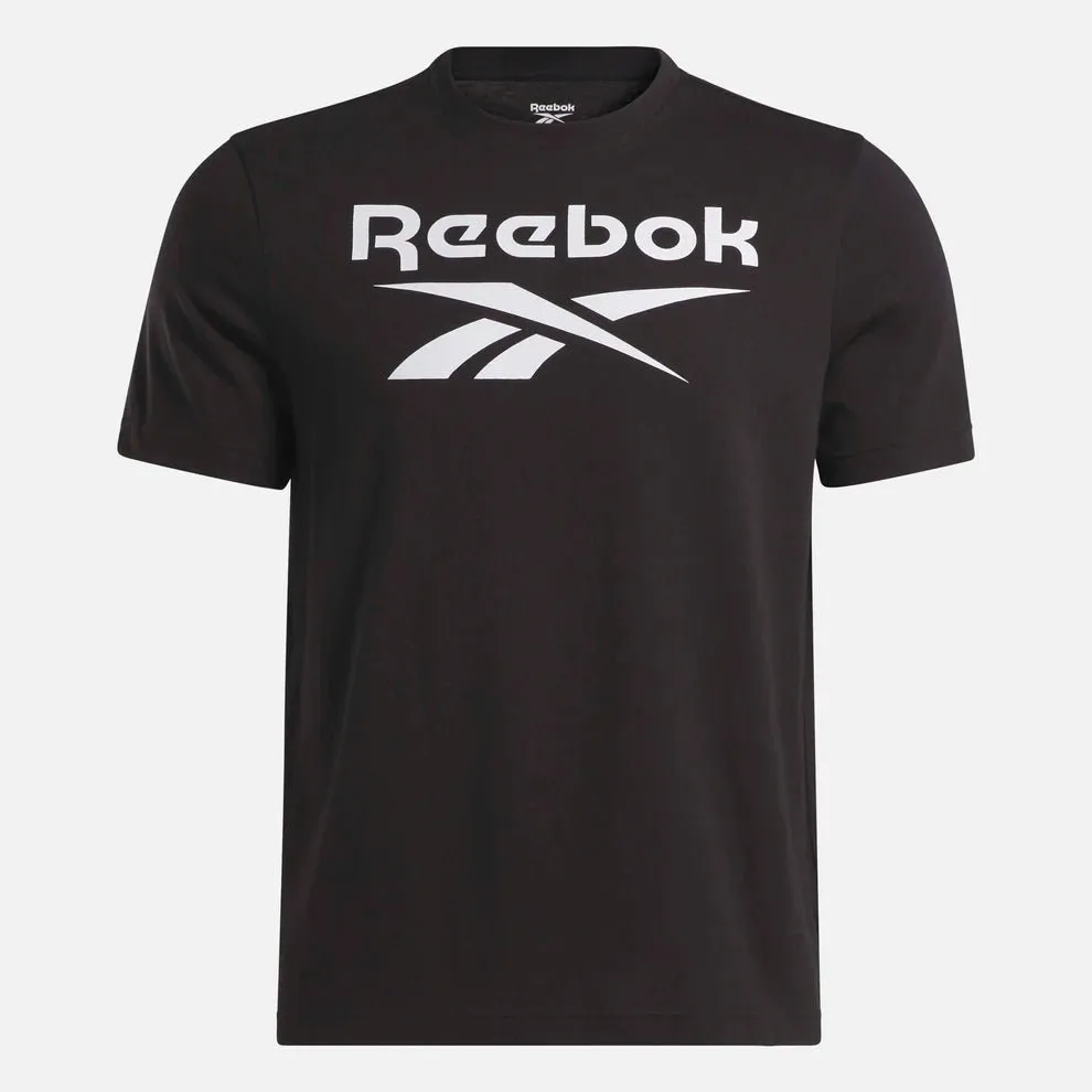 REEBOK MEN'S IDENTITY BIG STACKED LOGO BLACK TEE