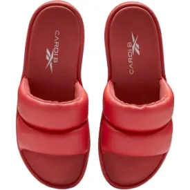 Reebok Cardi B Womens Slides - Vibrant Mars Red Comfort Footwear