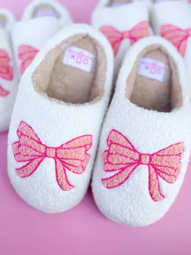 Rock Paper Scissors - Pink Bow Slippers: Large