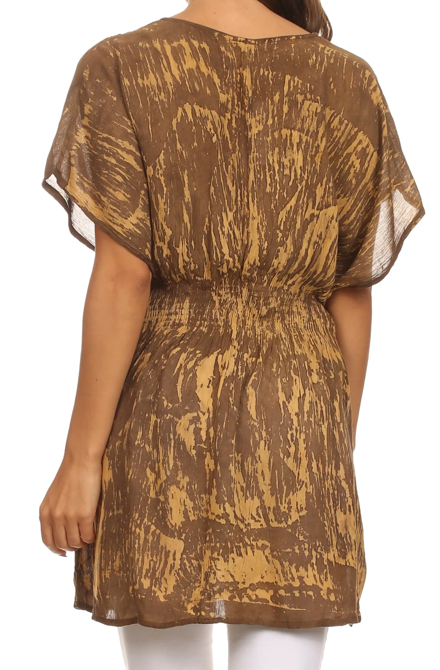 Sakkas Callie Batik Sequin Embroidered Elastic Dress / Cover Up