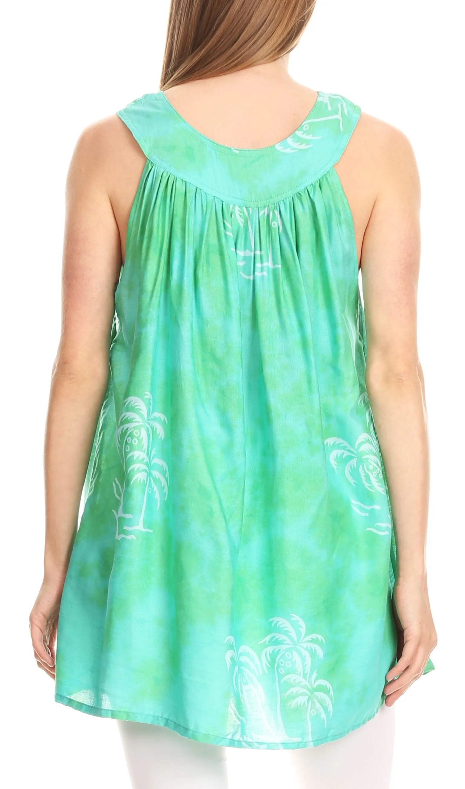 Sakkas Emilia Tie-dye Summer V neck Tank Top Sleeveless Relax Fit Casual