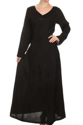 Sakkas Lilybell Embroidered Bell Long Sleeve V-Neck Adjustable Caftan Dress