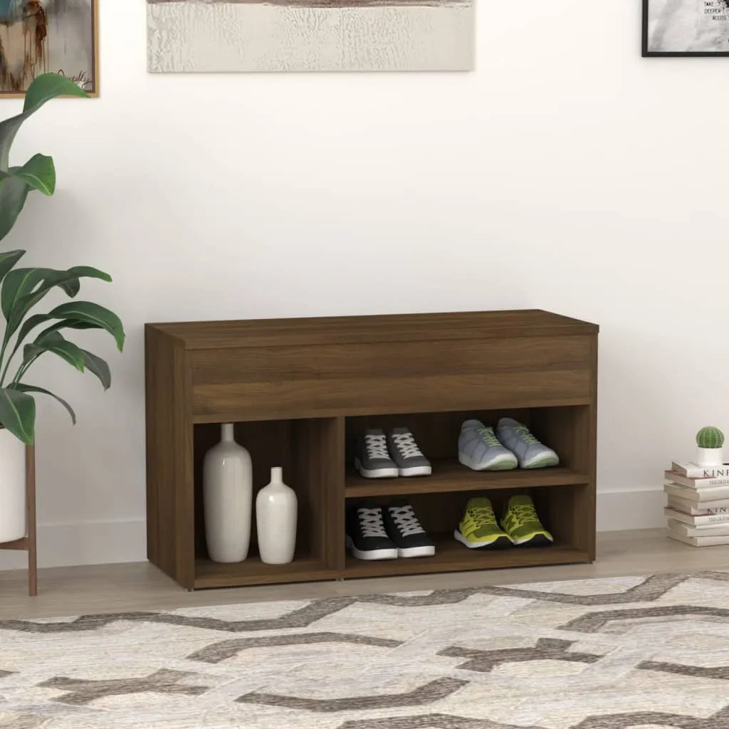 Shoe Bench Brown Oak 80x30x45 cm Engineered Wood