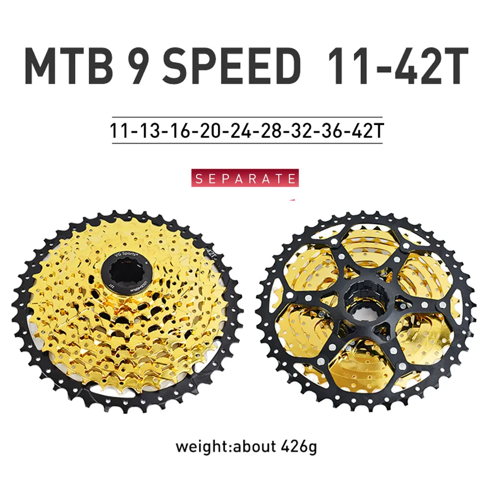 VG Sports MTB 9-Speed Aluminum Bracket Lightweight Bicycle Cassette